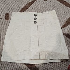 Free People Cream Button-Front Mini Skirt